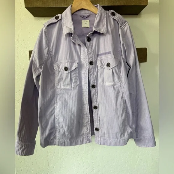 GAP|Pastel Lavender Lilac Button-Front Utility Jacket,Cotton/Canvas size LARGE• - Picture 4 of 14
